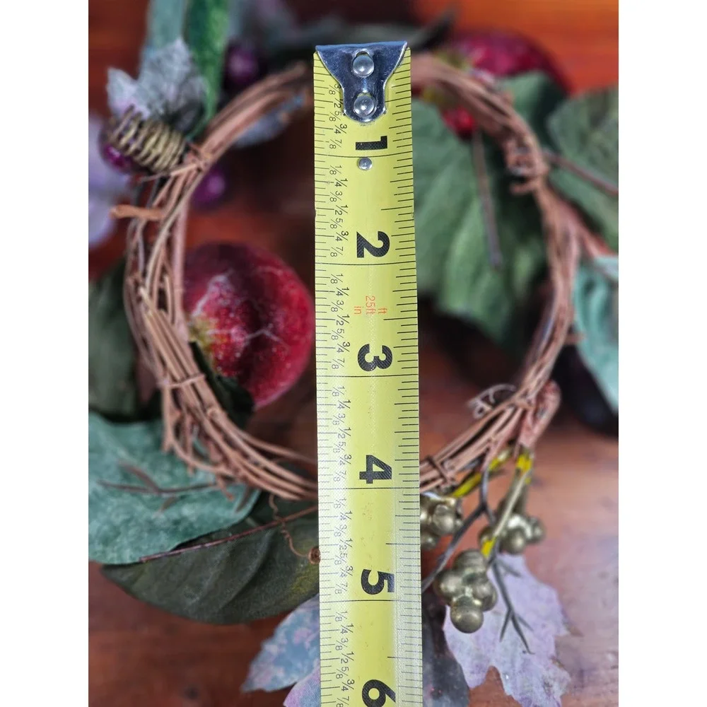 Vintage Fruit Candle Rings Set of 2 Grape Apple Pear Wreath Decor